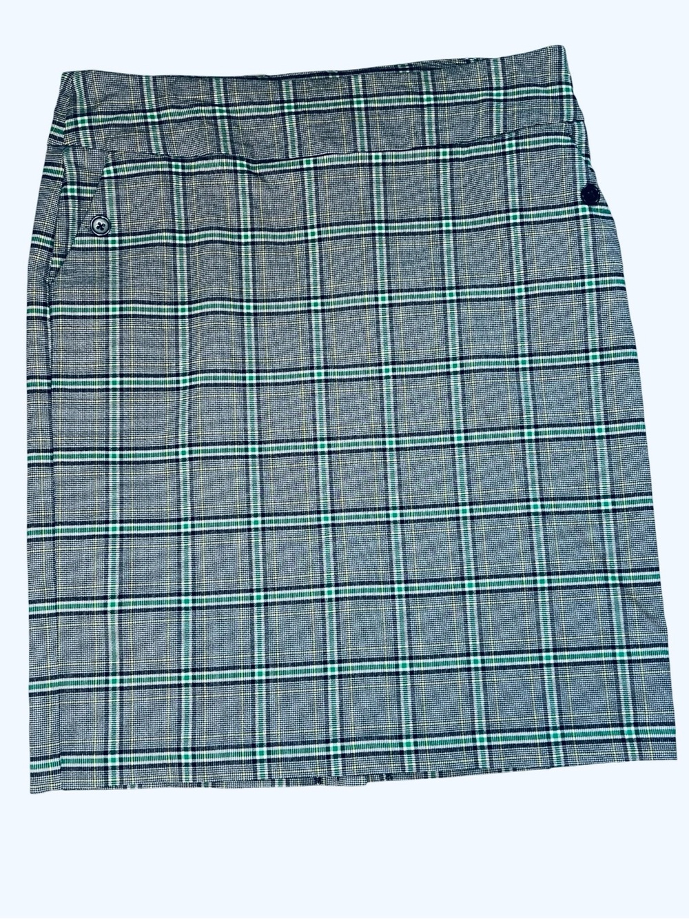 Cato Gray Plaid Pencil Skirt with Green Trim